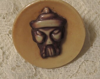 Large 1 3/8ths Vintage Asian Style Celluloid Button - Antique Button