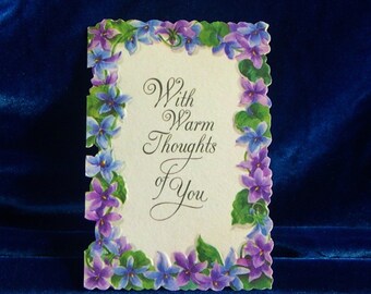 1960's Hallmark Violets Greeting Card Thinking of You