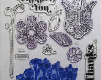 A FLOWERING BUNCH -- S1306 -- A Stamp of the Month Stamp Set. A CTMH (Close to My Heart) complete stamp set. Acrylic Stamps. Used but clean.