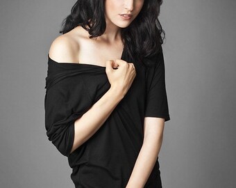 Tencel Super Soft Drapey Batwing Hoodie Top // Made in USA