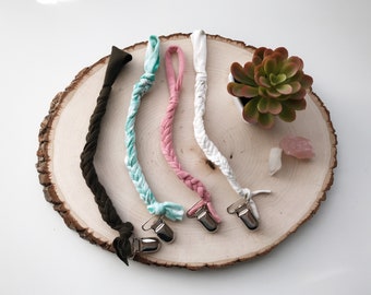 Braided Pacifier Clip, Pacifier Clip, Paci Clip, Pacifier Holder, Binki Clip, Baby Shower Gift, Teether Clip