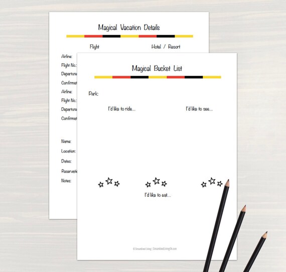 Magical Vacation Planner Printable Planner Vacation Planner