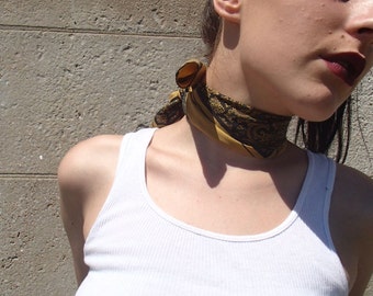 Lucky13vintage/15% off sale/Code/LUCKY13OFF15/Silks Chocker / Kylie Jenner Choker/ELLEN TRACEY SILK/ Scarf Designer Signed