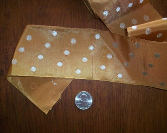1 yd. English Toffee ombre antique ribbon woven polka dots