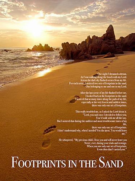 Footprints in the Sand Poster Print God Christian