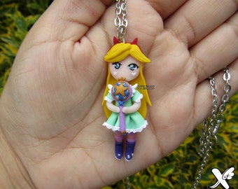 Star Butterfly Necklace||Star vs. the Forces of Evil||Svtfoe||Cartoon||Chibi||Disney||Polymer clay||Fimo||Magic girl