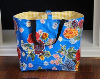oilcloth beach bag - waterproof beach bag - pool bag - reversible bag - oilcloth bag - gifts for her - teacher gifts