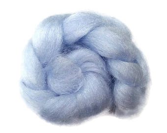 Firestar, sparkle, nylon hand dyed fiber for spinning, carding, art bats, felting, needle felting, paper making 0.5 oz, light blue