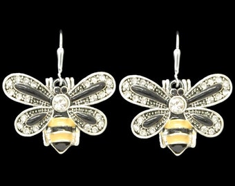 Bee Rhinestone Earrings Bumble Bee Earrings Honey Bee Earrings