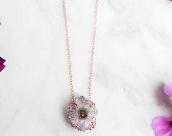 Amethyst Stalactite Necklace in Rose Gold