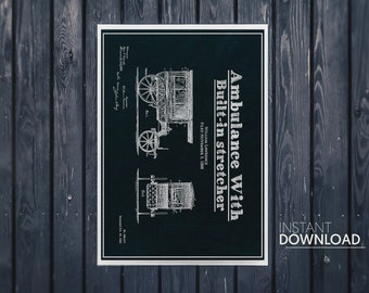 Ambulance print Ambulance patent Ambulance svg Ambulance digital Hospital patent Hospital art print ambulance clipart Ambulance gift