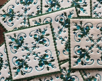 Vintage Paper Coasters - Set of 13 - Vintage Coasters, Vintage Party Coasters, Vintage Kitchen, Square Coasters, Hallmark Coasters, Ephemera