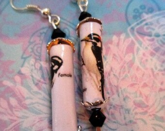 Paper Bead Earrings - Woodpecker - paper jewelry