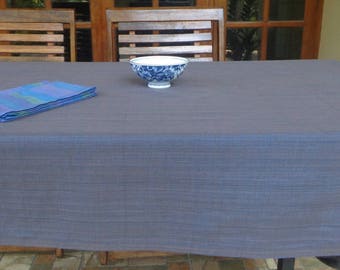 Dark blue tablecloth, blue gray tablecloth, handloom tablecloth, cotton tablecloth
