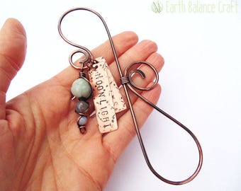 Moonlight Dreams Bookmark, Bohemian Gifts, Book Lovers, Rustic Metal Book Mark, Gifts for Book Worms, Copper Tags, Whimsical Gifts, Jadeite