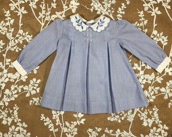 2T-3T Pleated Gingham Vintage Toddler Girls Dress