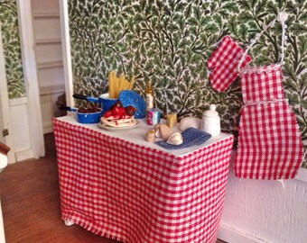 Miniature Italian food pasta prep table
