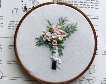 Custom Hand Embroidered Bouquet 5 Inch Hoop