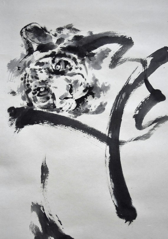 Tiger abstract painting original zen art japanese artwork Tiger abstract painting original zen art japanese artwork
