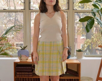 vintage 70s pleated plaid skirt