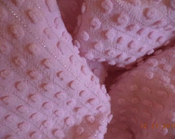 Full size vintage pink Morgan Jones popcorn chenille bedspread with silver lurex thread price reduced
