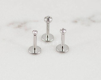 Tiny Micro 1.5mm/2mm/2.5mm CZ Labret Stud/18G/Tragus Earring/Labret/Flat Back/Cartilage earring/Tragus stud/tiniest earring