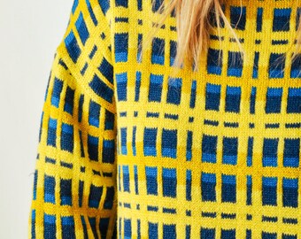 Vintage Yellow & Blue Graphic Sweater