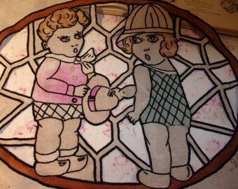 adorable over old pillow, small children