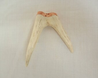 Kilt Pin in Scottish Red Deer Stag Antler and Burr Wych Elm, wedding gift, groom gift, best man gift, kilt accessory
