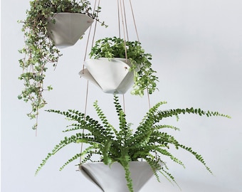 Fold Bowl Hanging Porcelain Planters