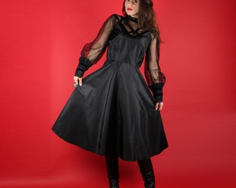 80s Goth Dress // Goth Dress // Black Lace Dress Victorian Dress Size Small S