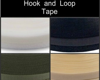 25 YARDS - 3/4" - Hook and Loop, Sew On, 3/4 inch - WHITE, BLACK, Beige Tan or Olive Drab