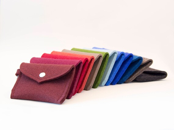 Wool felt PURSE, wallet, coin purse, key holder, felt cardholder, business card holder, gift idea, made in Italy