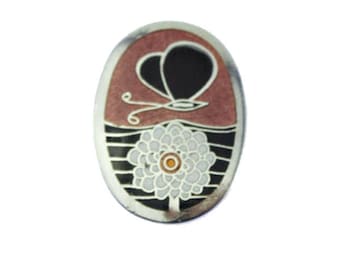 de Passille-Sylvestre Enamel Butterfly Brooch, de Passille - Sylvestre Flower Brooch, de Passille-Sylvestre Brooch, Modernist Enamel Brooch
