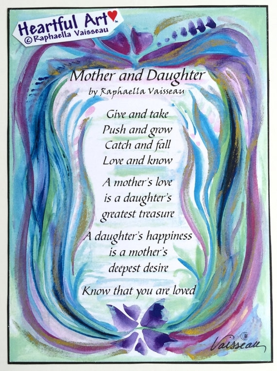 MOTHER and DAUGHTER Original Poem Inspirational Quote Family