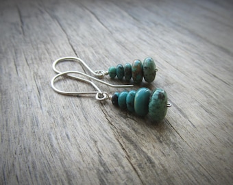 Turquoise earrings Short silver earrings Turquoise drop earrings Short dangle earring Sterling silver jewelry Turquoise jewelry Gift for her