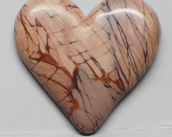 Brown Faux Stone Heart Cabochon, Polymer Clay Designer Cabochon
