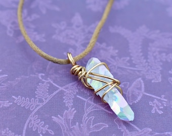 Angel Aura Quartz Wire-Wrapped Necklace