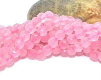 Pink faceted jade 4mm 50 beads