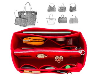 Customizable L.V. Organizer (w/ Detachable Zipper Bag), Tote Felt Purse Insert, Cosmetic Makeup Diaper Handbag, Zipped Belongings Pocket