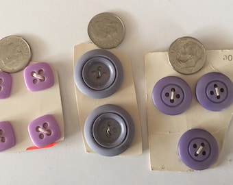 Vintage button card lot periwinkle violet purple lavender