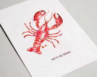 Anniversary Card - friends tv show, you're my lobster, illustration, valentines card, lobster, friends lobster, friends,funny valentine card