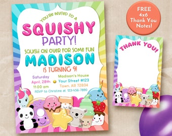 Squishy party invitation, squishies party invitation, squishy party invite, Slime and Squishies