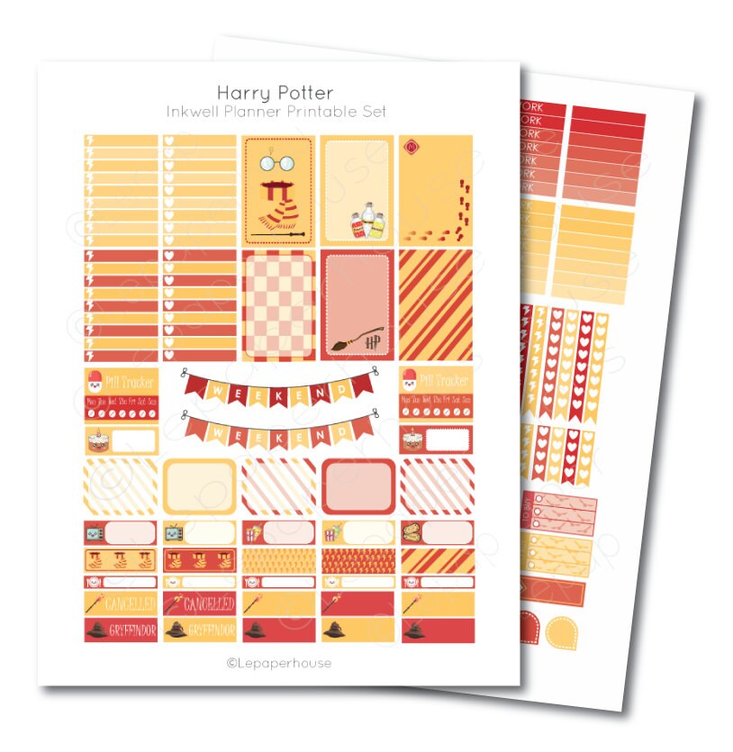 Inkwell Planner Harry Potter Printable Sticker Set Erin