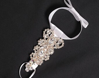Kids Barefoot Sandals, Rhinestone Foot Jewelry, ROSE GOLD Foot Jewelry, Beach Barefoot Sandal-SD009