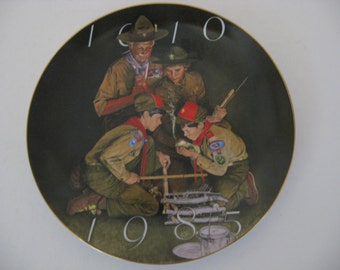 Vintage - Boy Scouts of America 75th Anniversary 7.5"Gold Rimmed Plate 1984
