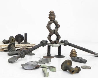 24 Salvaged Found Objects Hardware Gears for Your Alrtred Art Assemblage Steampunk Craft Projects DIY Repurpose