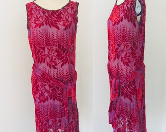 Antique 20's Silk Velvet Flapper Dress l M