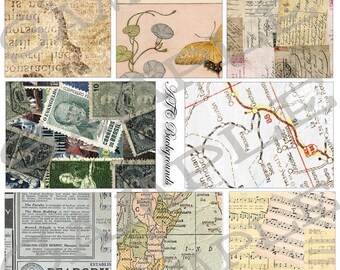 Printed ATC Backgrounds Collage Sheet 1patc