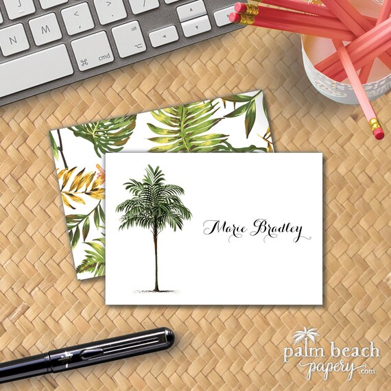 vintage palm tree folded notecards personalized tropical